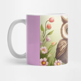 The Cute Owl Amidst Flowers Mug